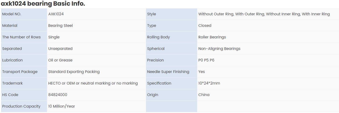 miniature needle bearings size
